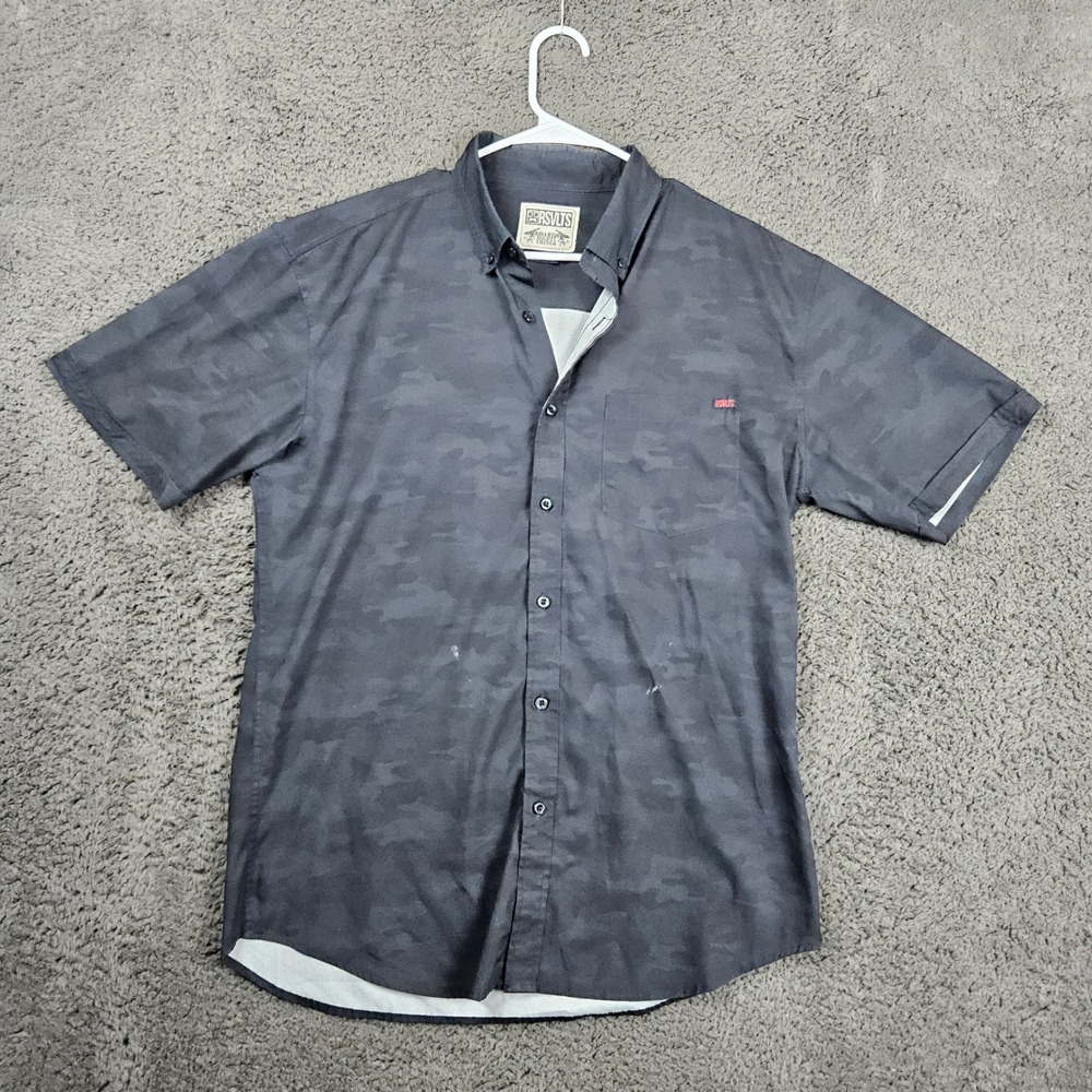 RSVLTS The Roosevelt Dare Mighty Things‎ Black Camo Button Down Shirt Large